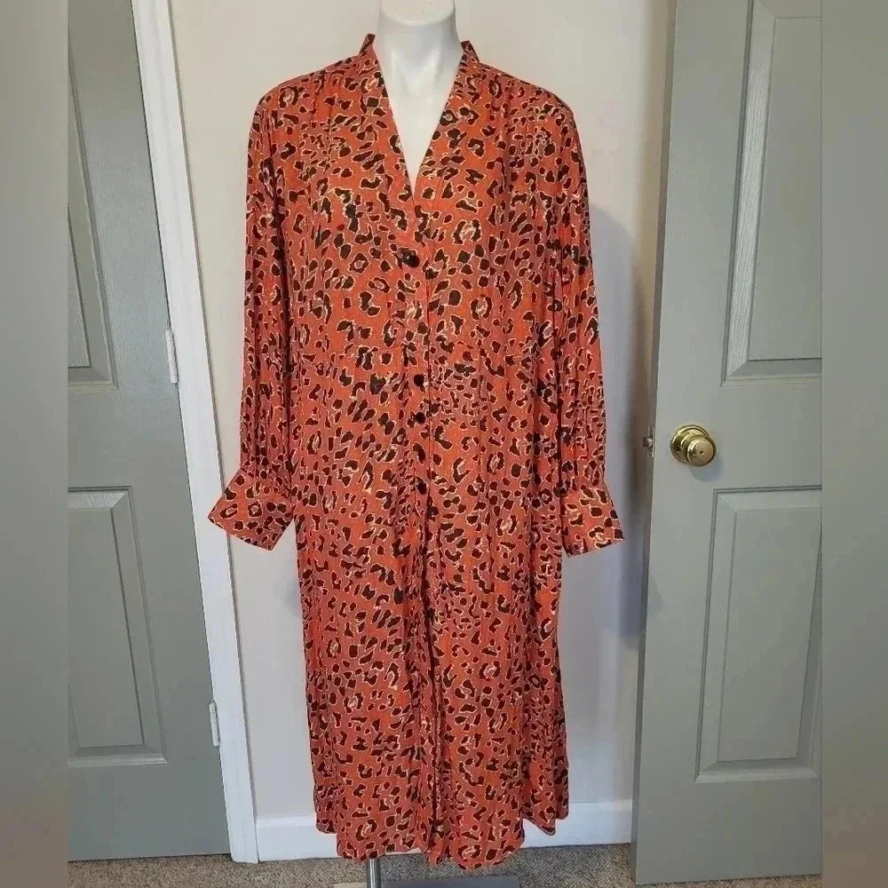 Free People Cest Moi Maxi Animal Print Top/Duster(XS)NWT